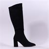 Wonders Aurora High Block Heel Knee High - Black Suede